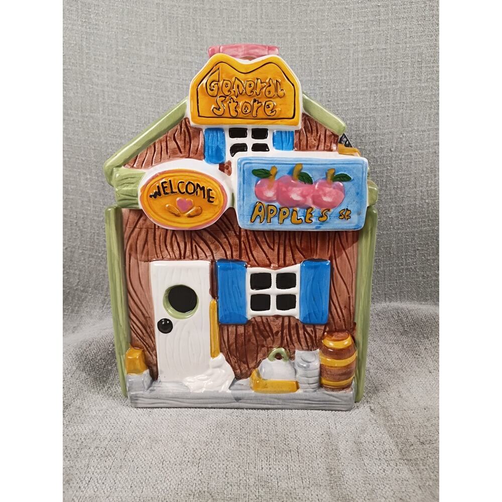 GKRO Ceramic Cookie Jar Retired Little Village General Store 10 x 7 New Open Box